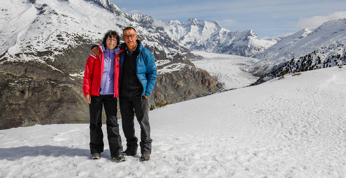 Isabella et Laudo Albrecht à Hohfluh, au bord du glacier d’Aletsch
